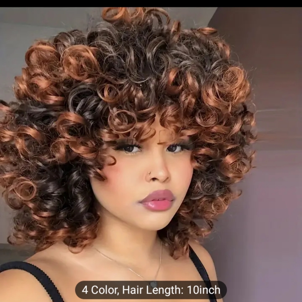 10 in.  Gourgous thick mixed color synthetic Wig